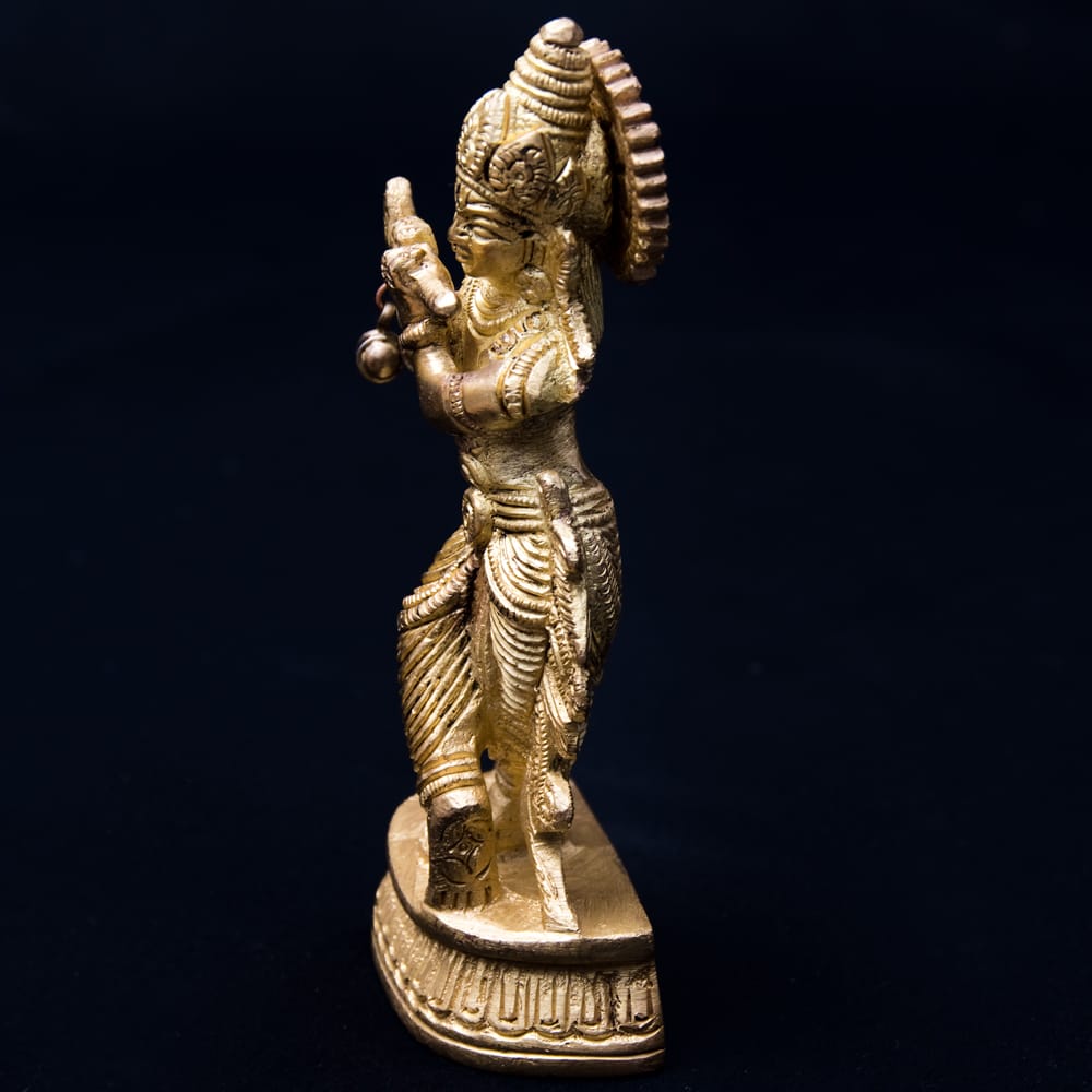 クリシュナ像　金属製　約15.5cm 　ー インドの小さな神さま ー クリシュナ像 金属製 約15.5cm ー インドの小さな神さま ー