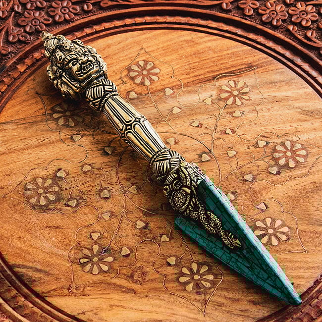 ターコイズ装飾　プルパ（キーラ・金剛蕨） - 25.5cm 5 - 角度を変えてみてみました。