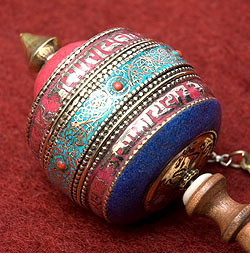 ターコイズ装飾　手持ちマニ車【長さ：23.5cm】 - サブ2