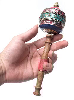 ターコイズ装飾　手持ちマニ車【長さ：23.5cm】 - サブ5