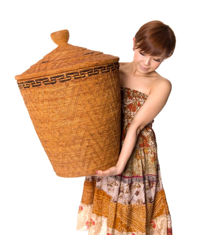 B品質]トゥガナン村の蓋付き収納アタバスケット - 特大 の通販[送料