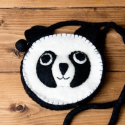 手作りフェルト　ネパールのゆるいアニマルポシェット(ミニ) - パンダ - サブ2
