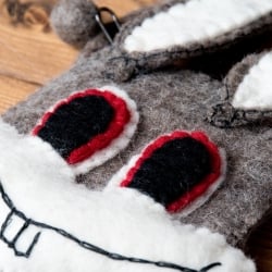 手作りフェルト　ネパールのゆるいアニマルポシェット(ミニ) - うさぎ - サブ3