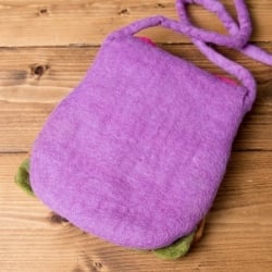 手作りフェルト　ネパールのゆるいアニマルポシェット - ふくろう - サブ4