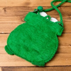 手作りフェルト　ネパールのゆるいアニマルポシェット(ミニ) - カエル - サブ4