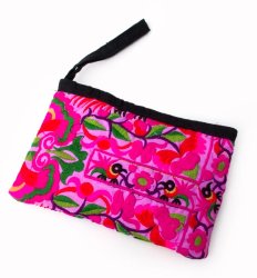 モン族 繊細刺繍のポーチ - ピンクの商品写真