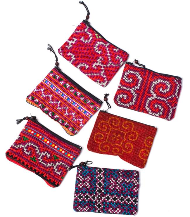【アソート】モン族の小物入れ 3 - 色々な柄のポーチの中からのアソートになります