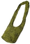 ペイズリー柄のコットンショルダーバッグ - 濃緑の商品写真