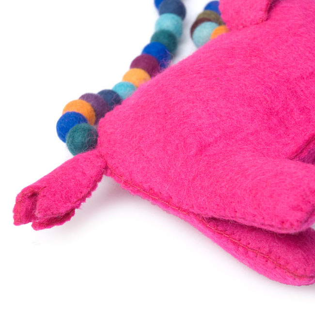 ヤバ可愛い! ネパールフェルトのゾウさんバッグ - ピンク 4 - おしりの部分です