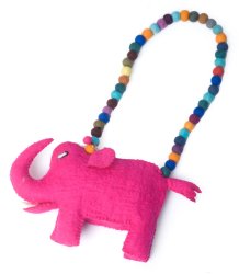 ヤバ可愛い！ ネパールフェルトのゾウさんバッグ - ピンクの商品写真