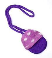 フェルトのきのこちゃんスライドバッグ　【紫×紫】　の商品写真