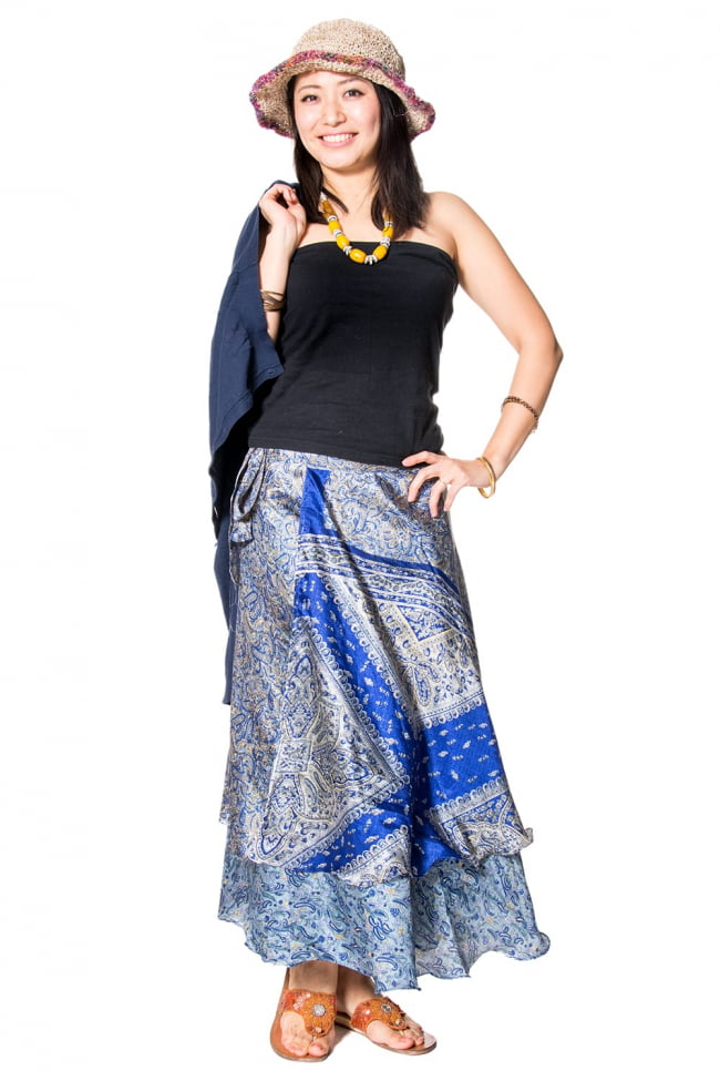 20通りの着方ができる魔法のスカート - 青系 5 - 身長165㎝の着用例です。