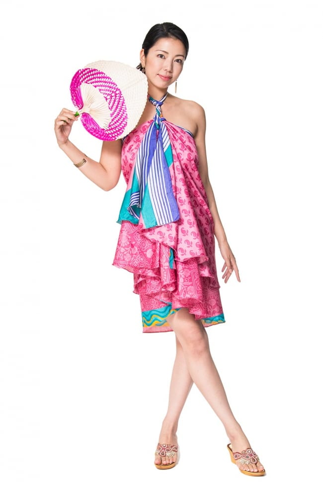 20通りの着方ができる魔法のスカート - ピンク系 4 - 身長165㎝の着用例です。