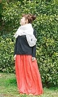 ラムナミフレアースカート（ロング丈） - 赤オレンジの商品写真