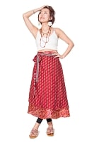 【1点もの】20通りの着方ができる魔法のスカート 赤系 Aの商品写真