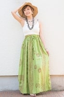 ラムナミフレアースカート（ロング丈） 薄緑の商品写真