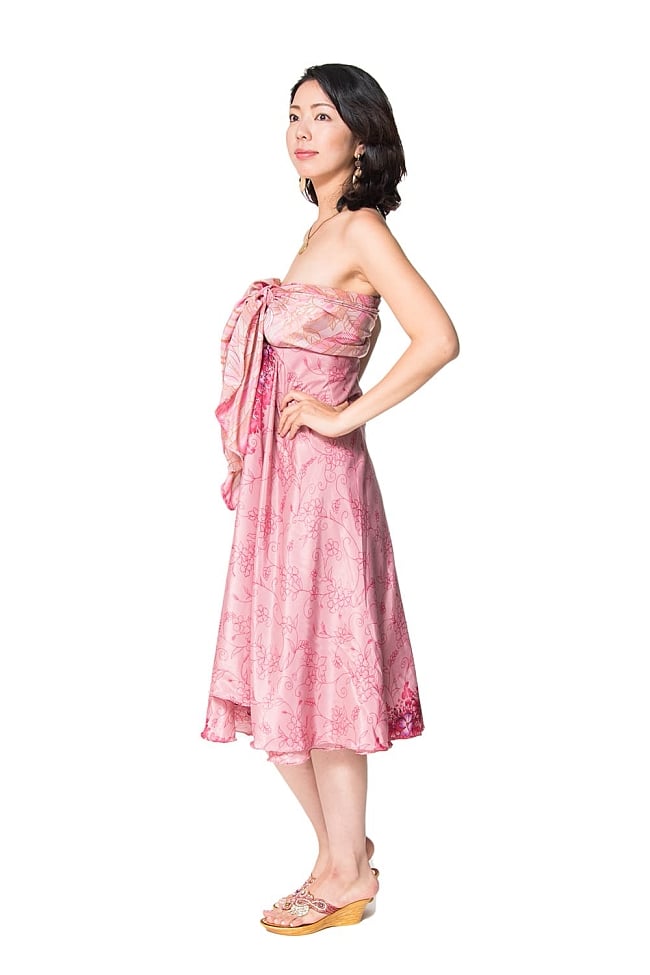 【1点もの】20通りの着方ができる魔法のスカート ピンク系 6 2 - 背中側からみてみました。