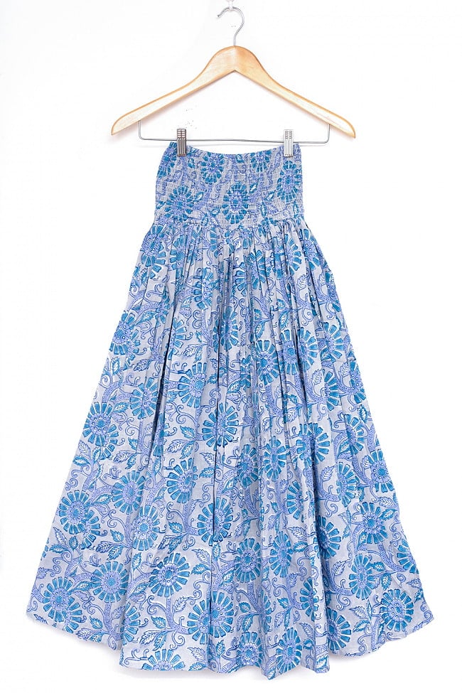 ボタニカル柄の木版染が美しい ボリュームギャザースカート 32 - 14：グレー