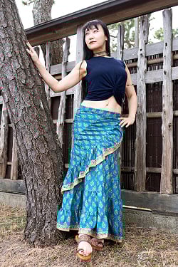 アンティークサリーのティアードラップスカート - サブ2