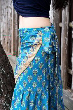 アンティークサリーのティアードラップスカート - サブ3