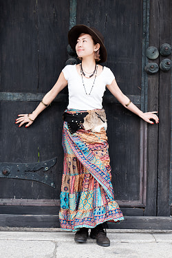 アンティークサリーのティアードラップスカート - サブ4