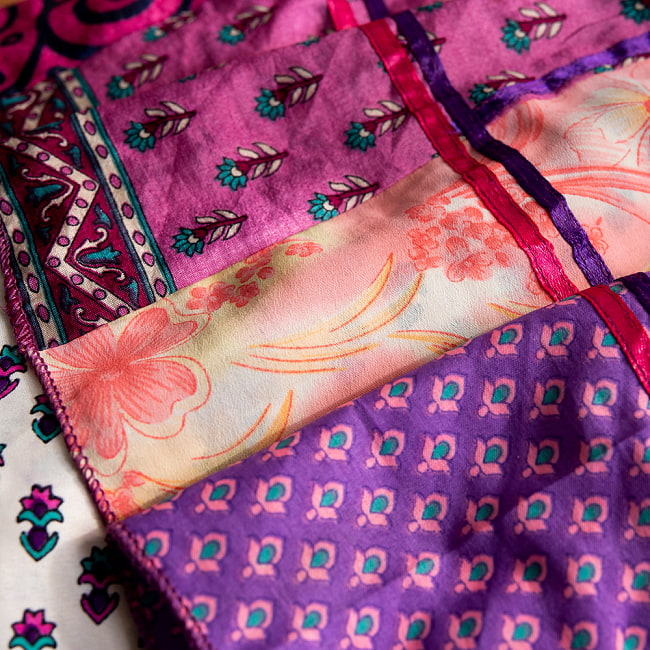 アンティークサリーのリボンラップスカート 11 - 5：ピンクパープル系
