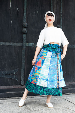 アンティークサリーのリボンラップスカート - サブ2