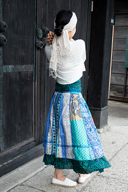 アンティークサリーのリボンラップスカート - サブ3