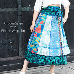 アンティークサリーのリボンラップスカートの商品写真