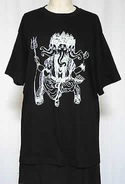 ガネーシャ　青　ブルー　長袖　カットソー　個性的　インド　神様 ヨガネーシャTシャツ ヨガをするガネーシャのオリジナルTシャツ