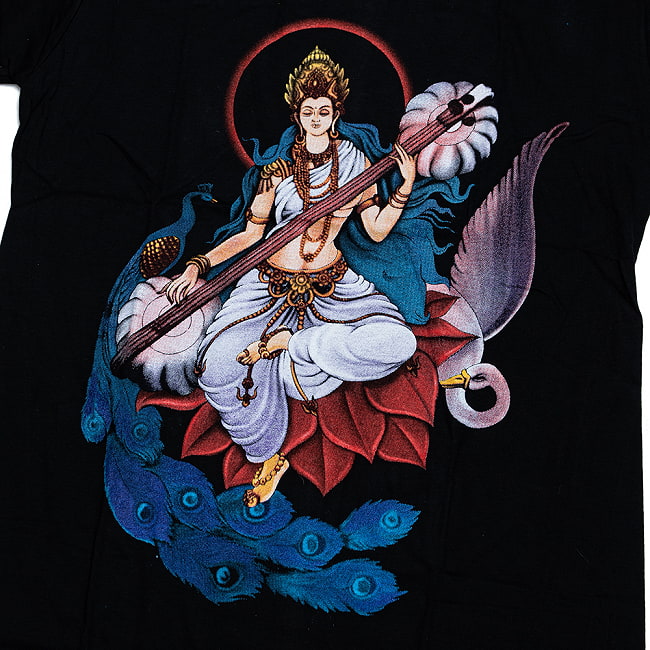 音楽と芸術の神様 サラスヴァティー Tシャツ 3 - 拡大写真です