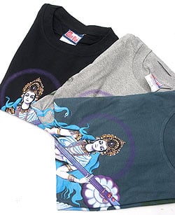 音楽と芸術の神様　サラスヴァティー　Tシャツ　 - サブ5