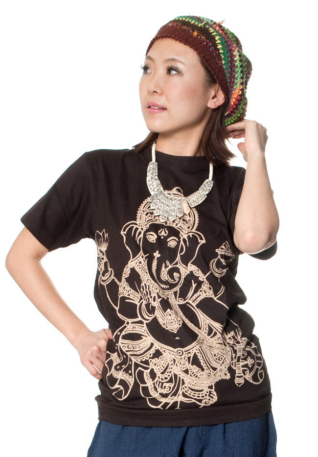 音楽と芸術の神様 サラスヴァティー Tシャツ 9 - 身長150cmのスタッフがSサイズを着てみました。。
