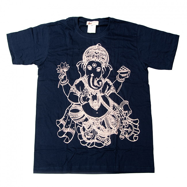 インドの神様!ガネーシャ Tシャツ 12 - ネイビーのカラーリング