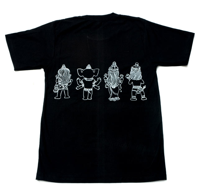 インドの神様4人組 Tシャツ 【ブラック】 4 - 裏面はこんな感じです。