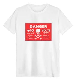 440V DANGER ハイボルテージ Tシャツ インドの看板モチーフ(TS-FLA-750)