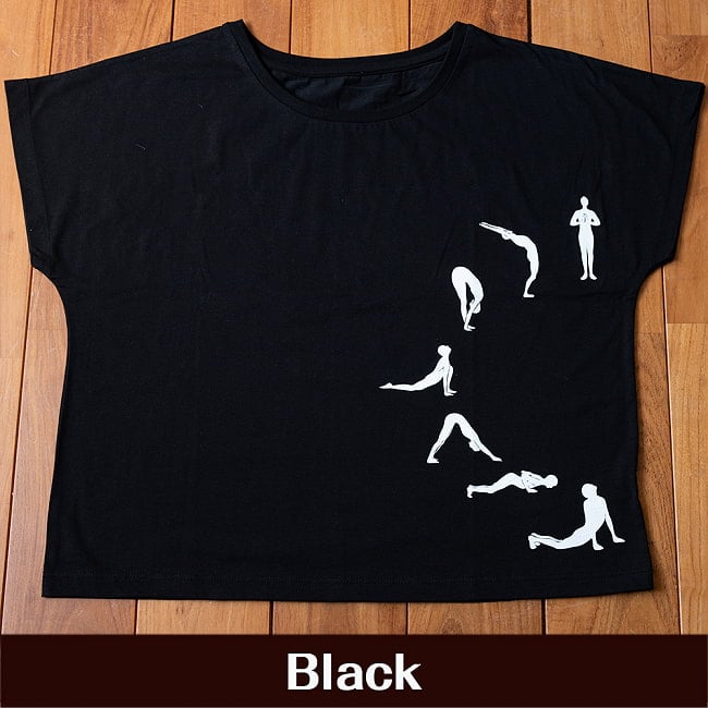 ドルマンスリーブだから着やすい　太陽礼拝Tシャツ  12 - 選択3：ブラック