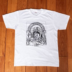 シュリ・シュリ・ドゥルガー アンティーク調 勇敢な女神ドゥルガーとドゥルガーファミリー Tシャツ 5.6oz生地 綿 コットン100% - サブ2