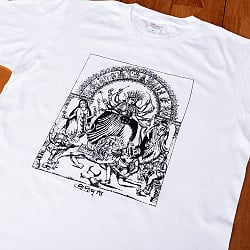 シュリ・シュリ・ドゥルガー アンティーク調 勇敢な女神ドゥルガーとドゥルガーファミリー Tシャツ 5.6oz生地 綿 コットン100% - サブ3