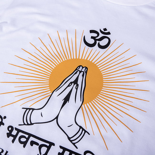 シャンティ・マントラTシャツ サンスクリット語 Sarve Bhavantu Sukhinah ヨガTシャツ 5.6oz生地 綿 コットン100% 5 - デザインの拡大写真です