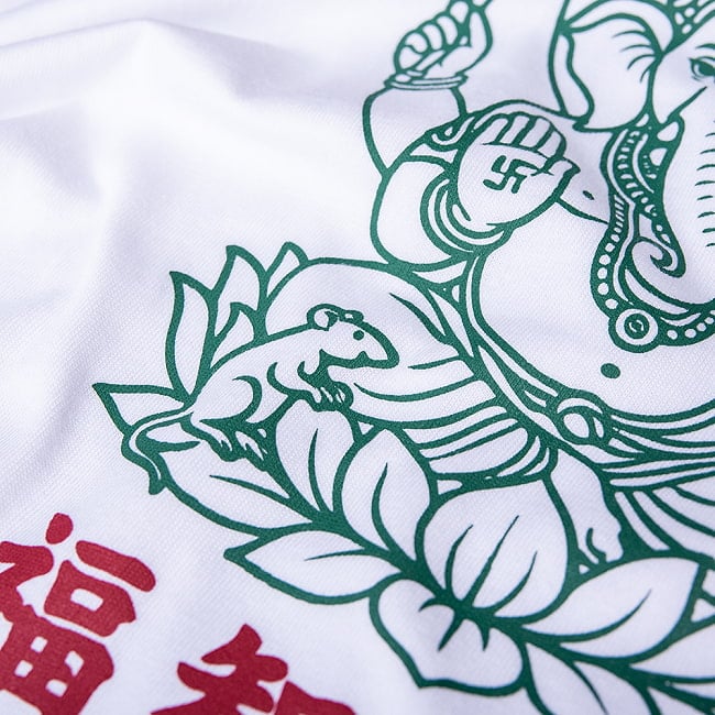 ガネーシャ 福象吉祥堂 レトロ アジア看板風デザインTシャツ|インドの神様・幸運祈願 5.6oz生地 綿 コットン100% 7 - 品質の良いプリントです