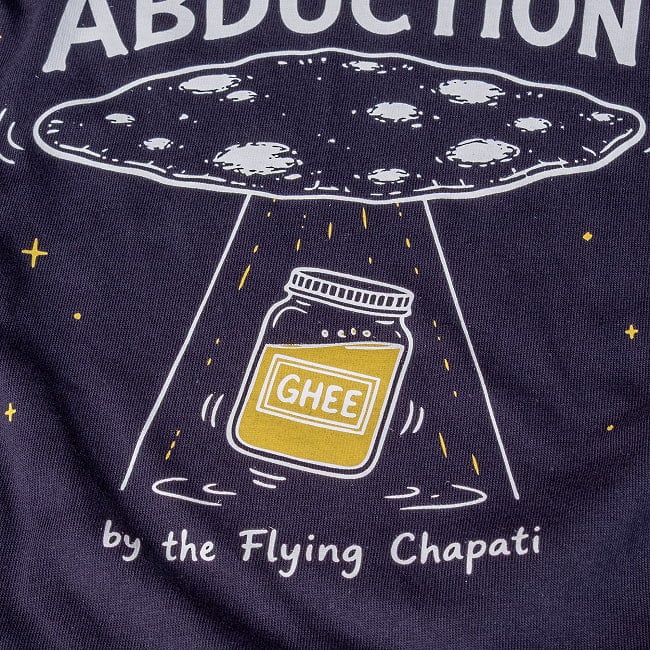 空飛ぶチャパティUFOと黄金のギー 半袖Tシャツ キノコシルエット 7 - 拡大写真です