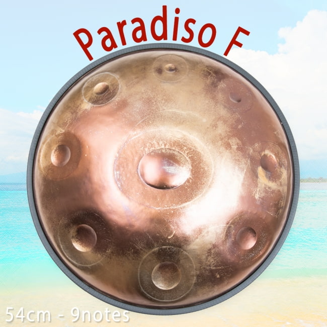 ハンドパン paradiso F【54cm - 9notes】 -ソフトケース付属の写真1枚目です。独創性あるフォルムと優しい音色のハンドパンハンドパン,スチールパン,打楽器,パーカッション,ハングドラム,