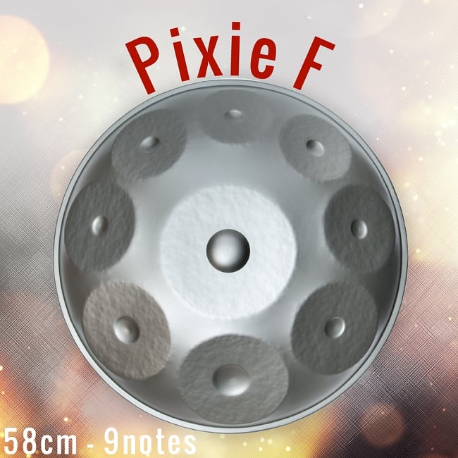ハンドパン Pixie F【58cm - 9notes】 -ソフトケース付属の写真1枚目です。独創性あるフォルムと優しい音色のハンドパン。ハンドパン,スチールパン,打楽器,パーカッション