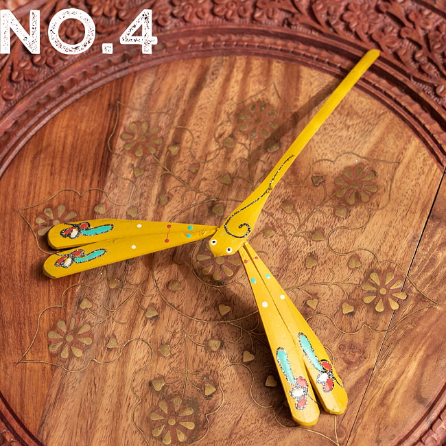【自由に選べる5個セット】【15cm】ベトナムの竹製トンボ【ヤジロベエ】 10 - No.4：イエロー系