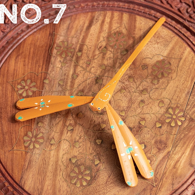 【自由に選べる5個セット】【15cm】ベトナムの竹製トンボ【ヤジロベエ】 13 - No.7：オレンジ系