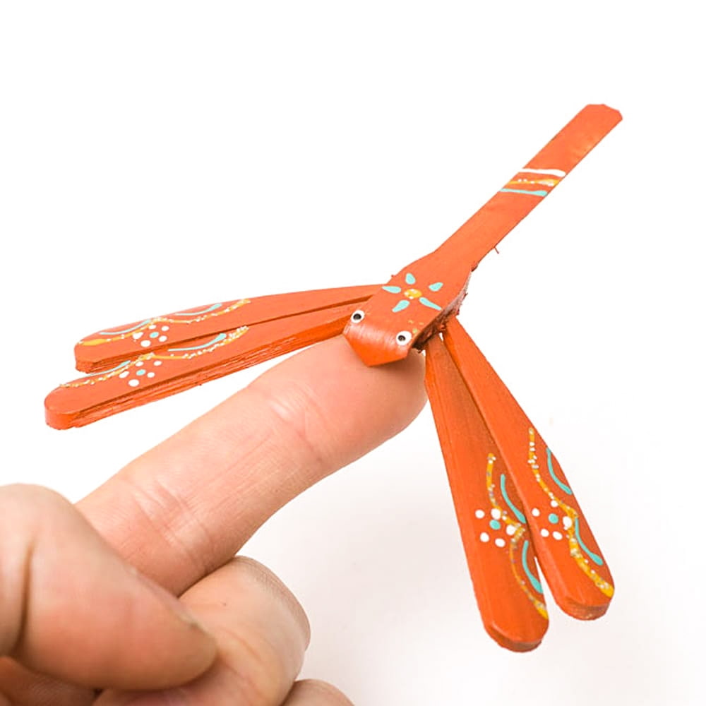 7cm】ベトナムの竹製トンボ【ヤジロベエ】 -オレンジ系 の通販