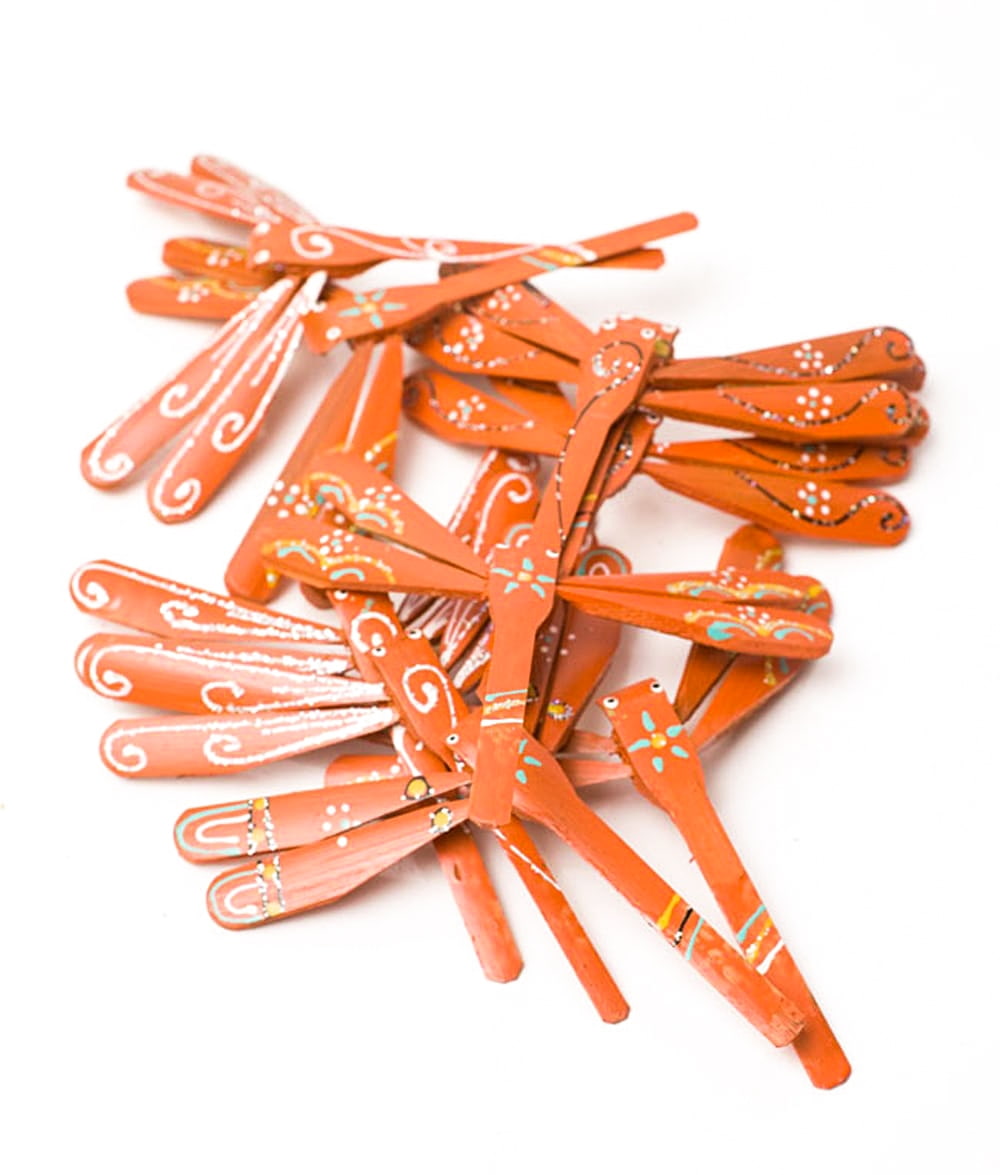 7cm】ベトナムの竹製トンボ【ヤジロベエ】 -オレンジ系 の通販