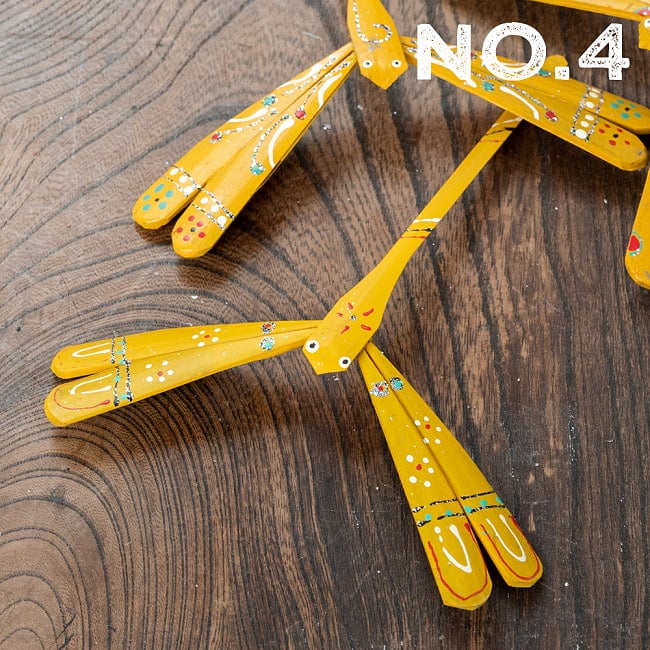 【12cm】ベトナムの竹製トンボ【ヤジロベエ】  11 - No.4：イエロー系
