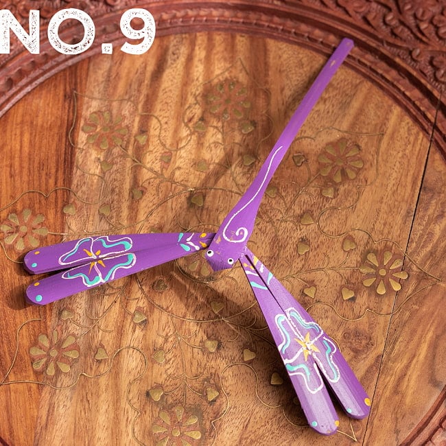 【約15cm】ベトナムの竹製トンボ【ヤジロベエ】の商品写真 15枚目 No.9:青紫系